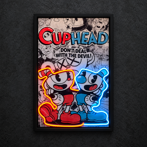 CupHead — main artwork, neon on