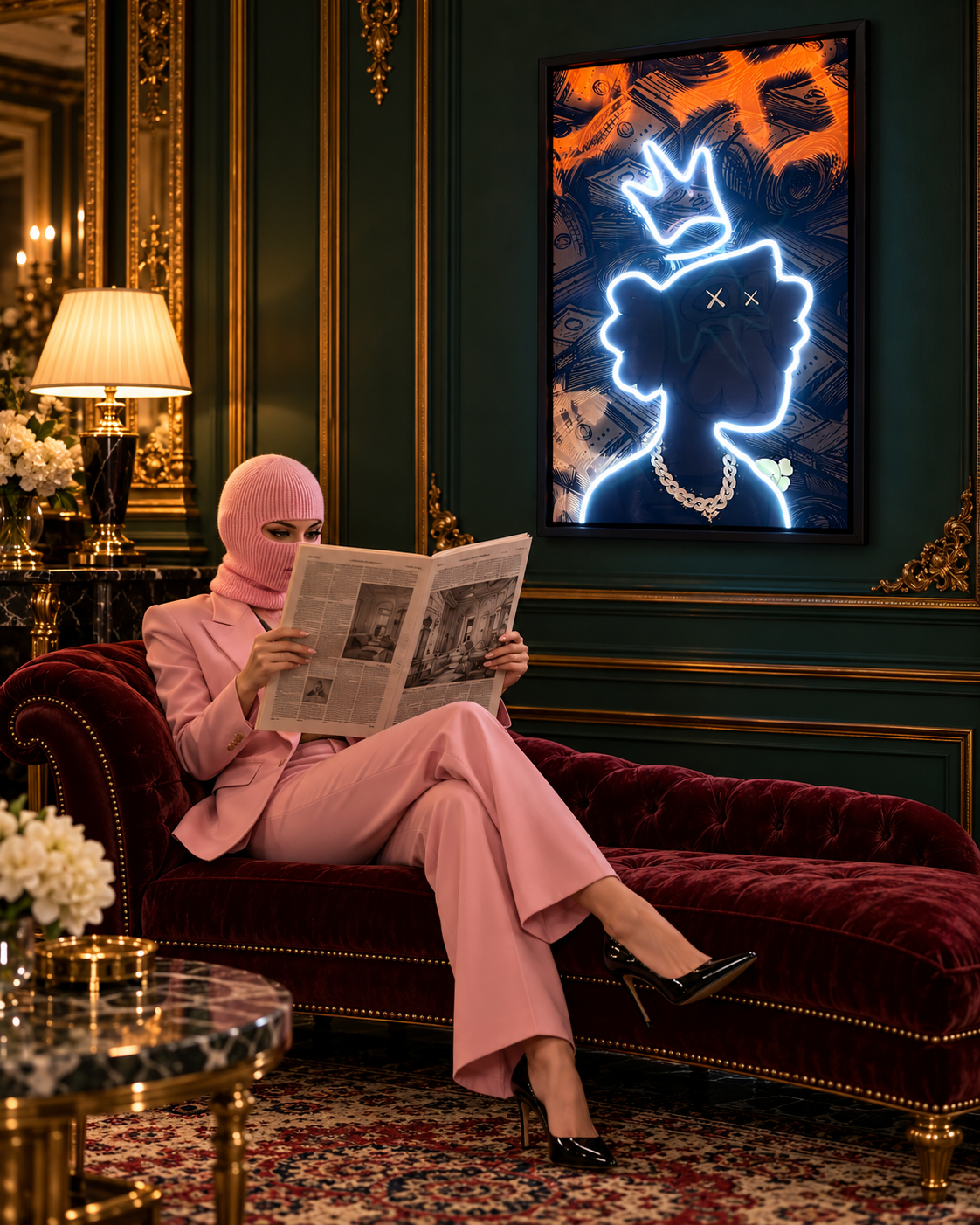 Exclusive Ape — interior view, neon on