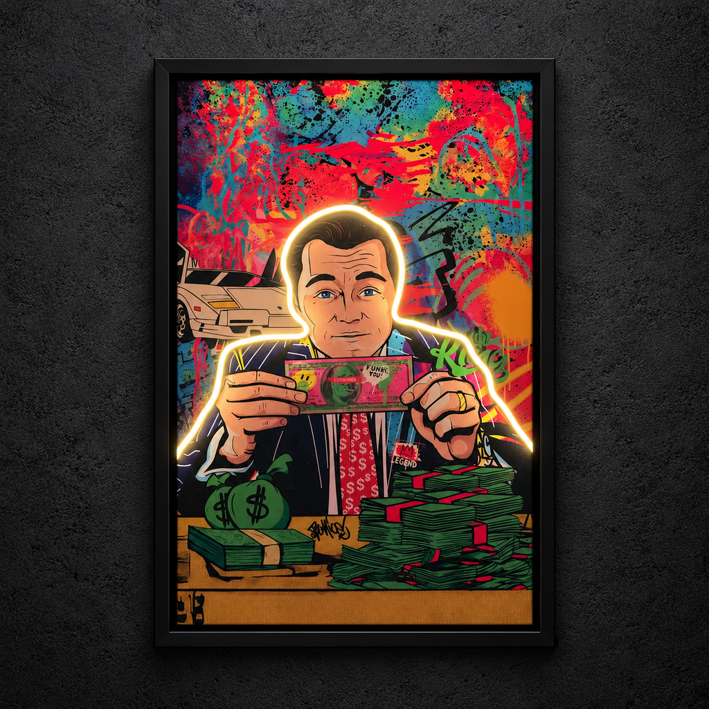 Exclusive Jordan Belfort — main artwork, neon on