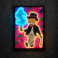 Exclusive Monopoly artwork with front neon elements and black frame