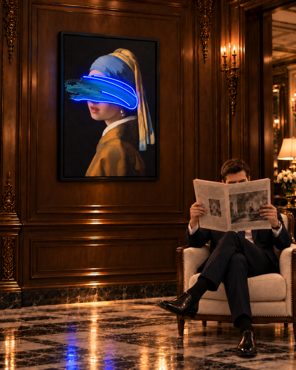 Girl with a Pearl Blue Brushstroke lifestyle on