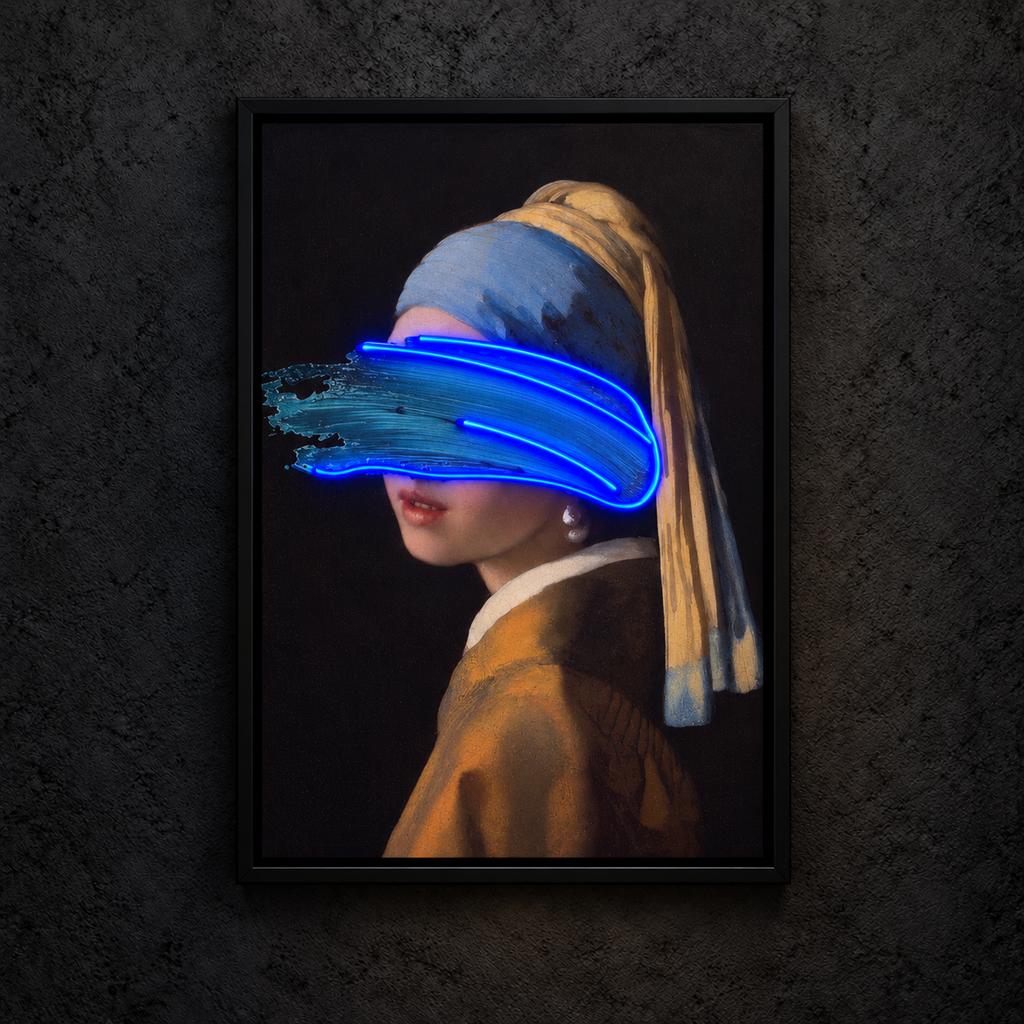 Girl with a Pearl Blue Brushstroke main on