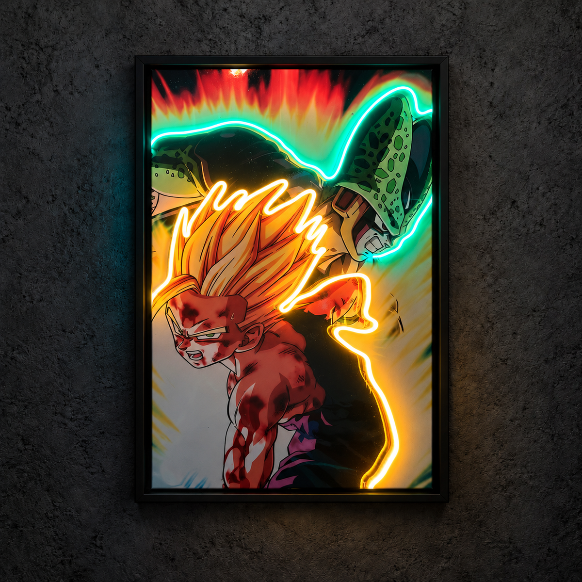 Gohan vs Cell — main artwork, neon on