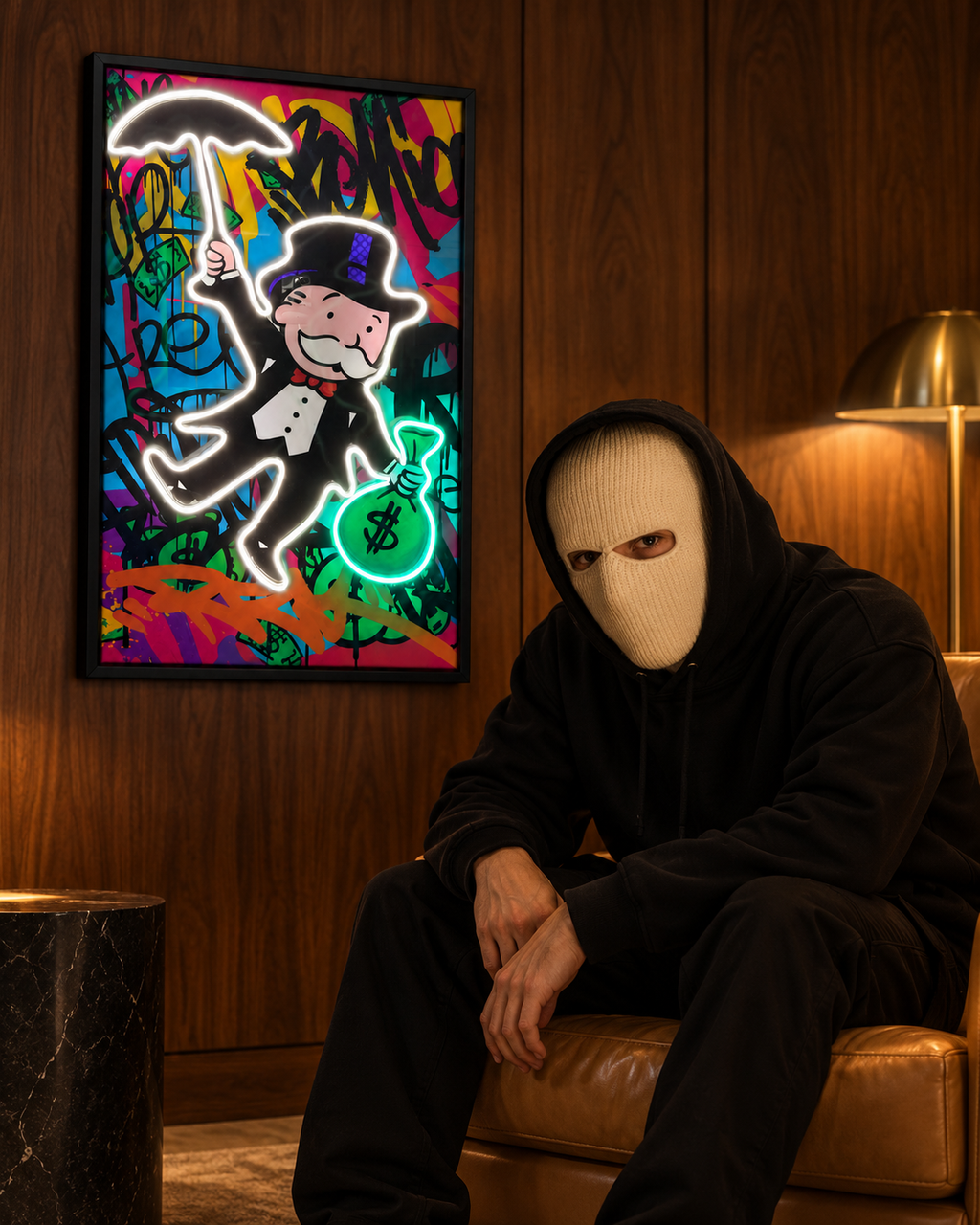 Monopoly Exclusive — interior view, neon on