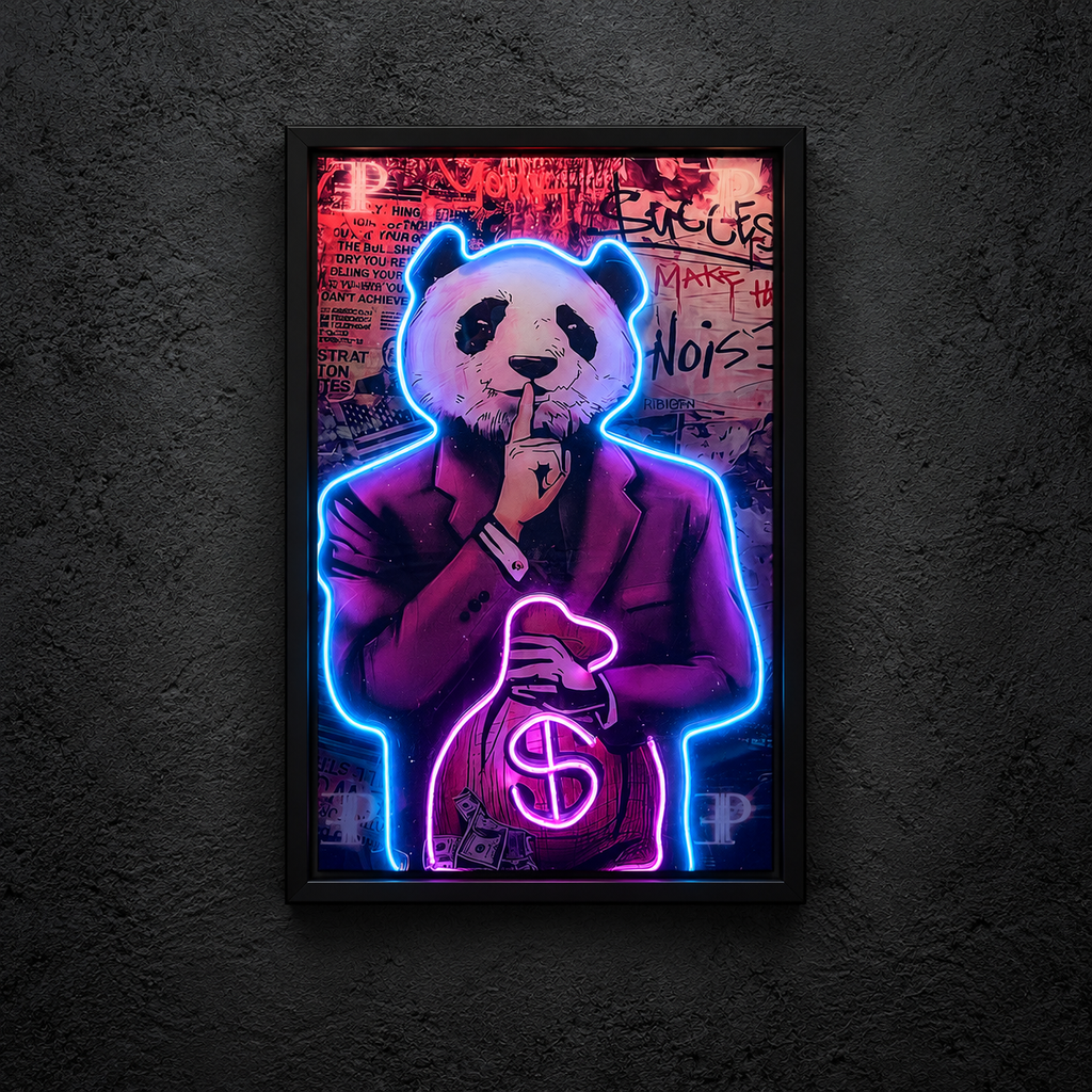 Panda Money — main artwork, neon on