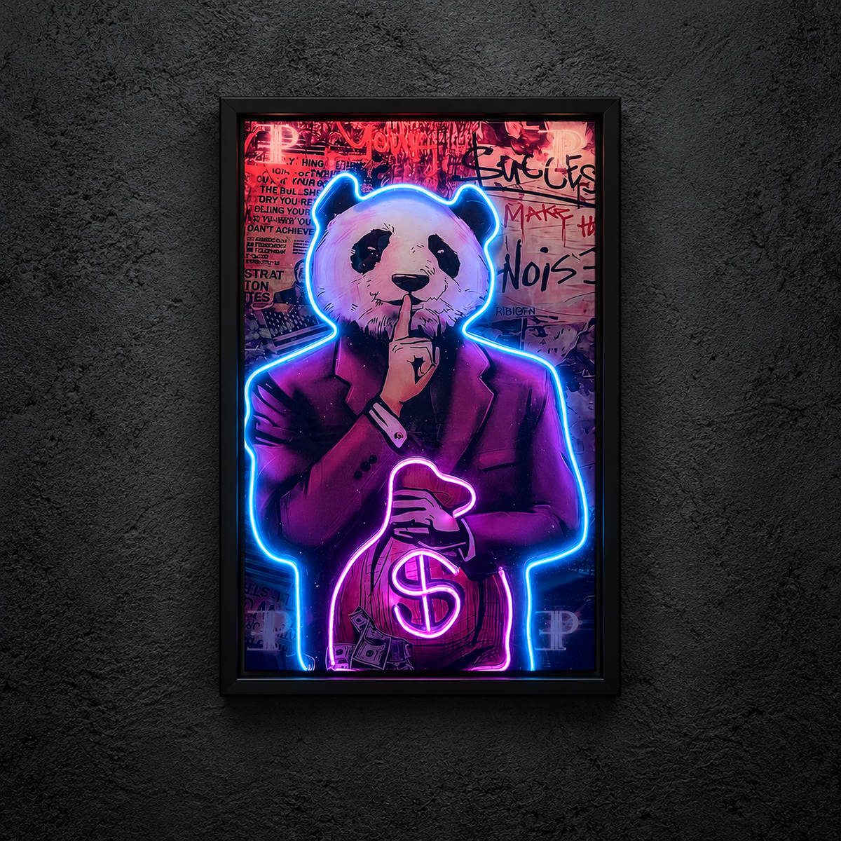 Panda Money — main artwork, neon on