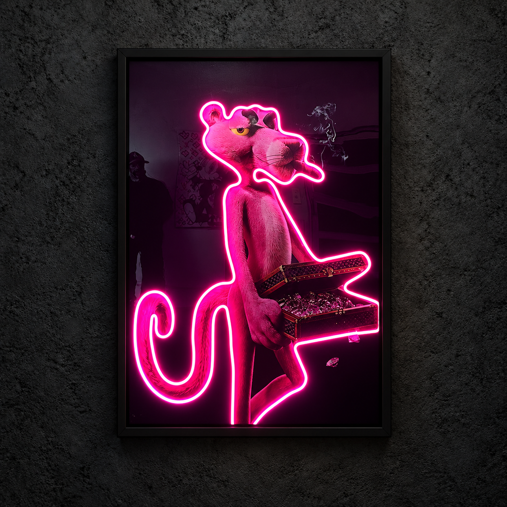 Pantera rosa — main artwork, neon on