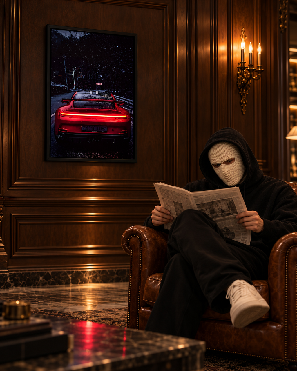 Porsche Gts — interior view, neon on