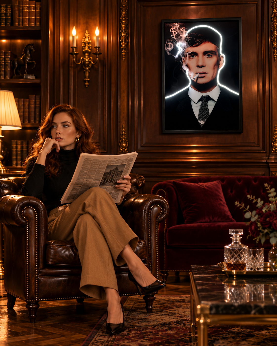 Thomas Shelby — interior view, neon on