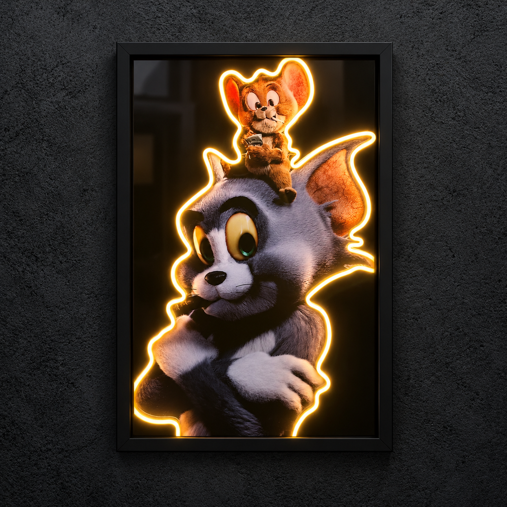 Tom & Jerry — main artwork, neon on